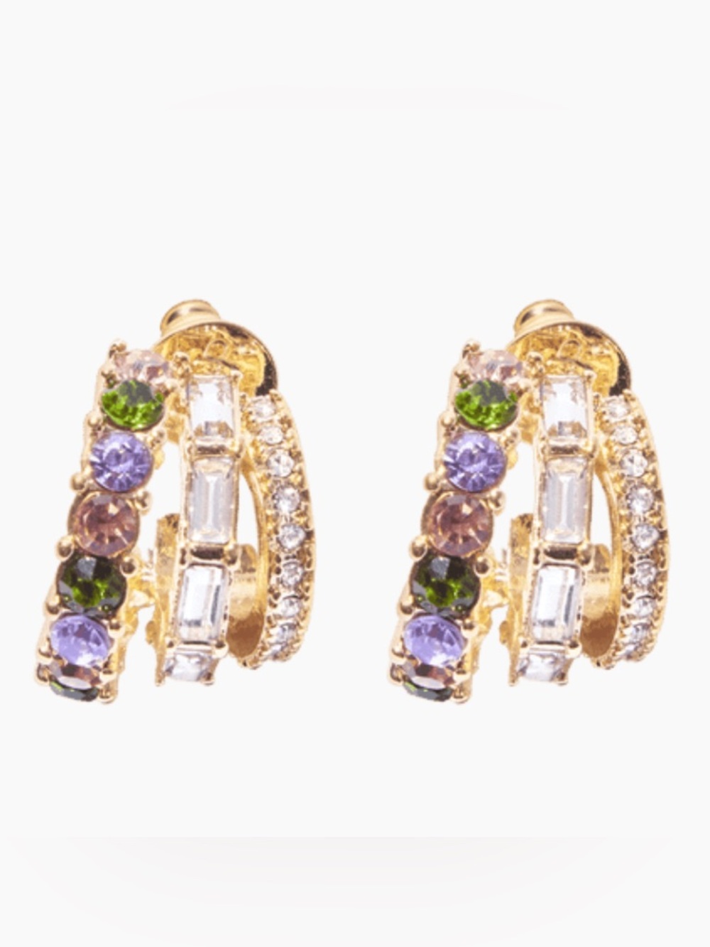 Olive & Piper Gold Cassia Hoops with Pastel Gems